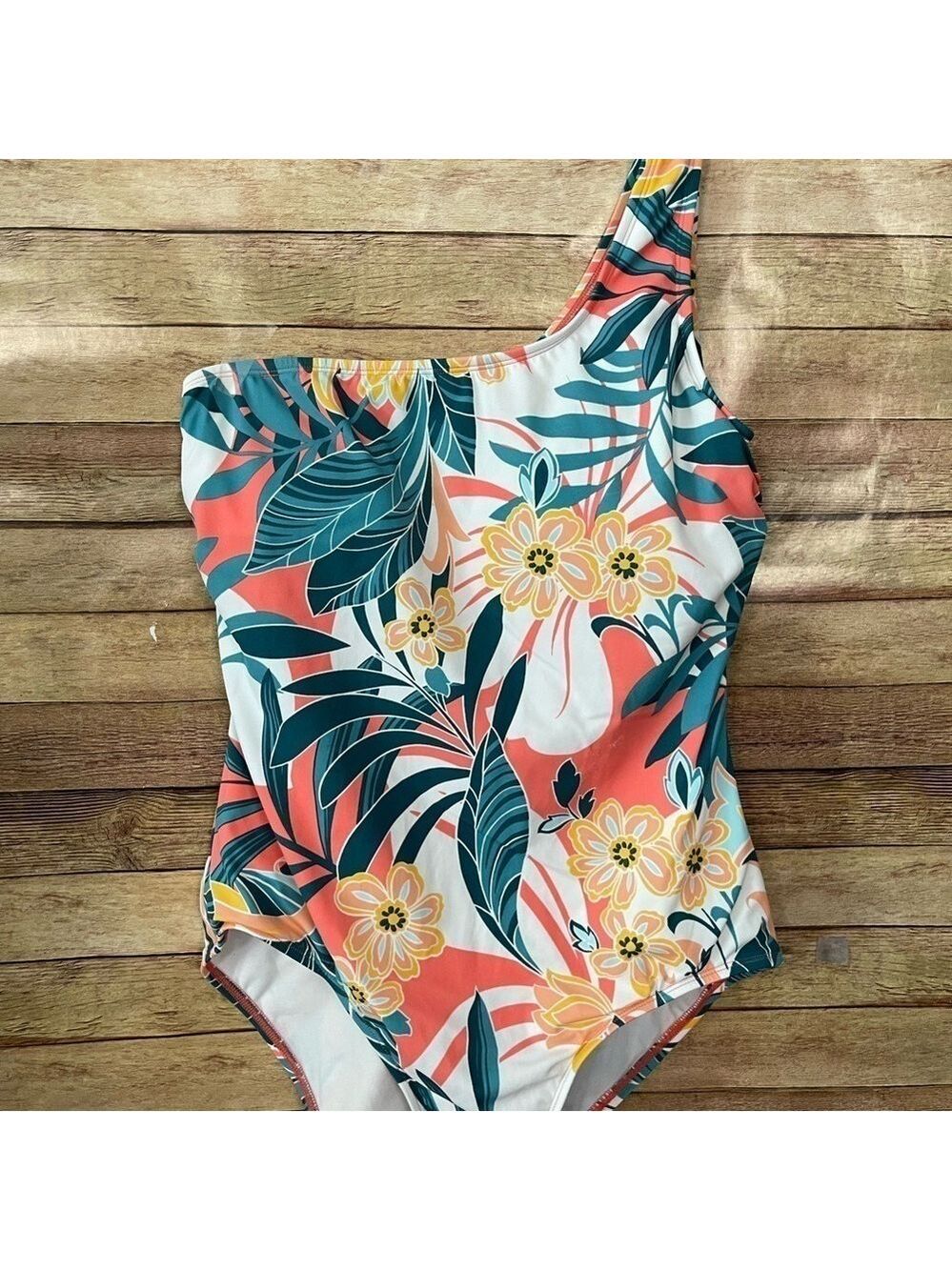 Jantzen Women’s Rainforest One Shoulder One Piece Floral Swimsuit Size: 16 - Picture 6 of 12